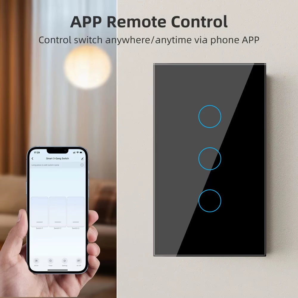 1 2 3 4 Gang Tuya Zigbee Smart Light 2-Way Control Touch Wall Switch With/No Neutral Wire Smart Life via Alexa Google Home Alice