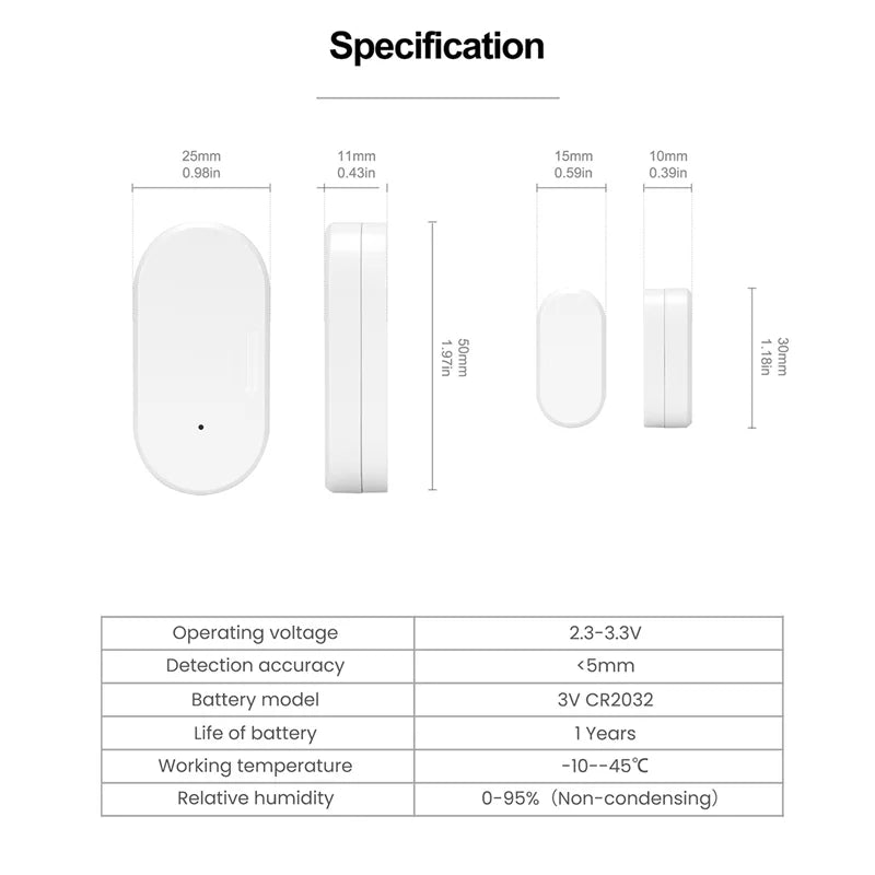 ABAN Tuya Zigbee 3.0 Smart Contact Detectors Security Gate Door Window Sensor Transducer Smart Life Home(4Pcs)