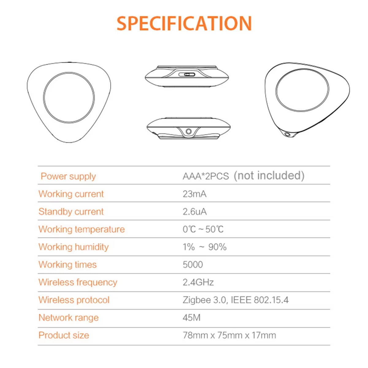 ABAN Zigbee Water Level Sensor Smart Water Leakage Alarm Detector Flood Alert Overflow Security Protection Tuya