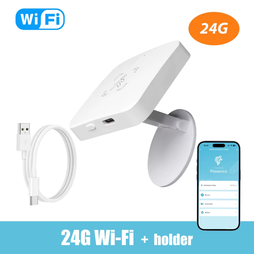 Zigbee Wifi Mmwave Human Presence Motion Sensor with Luminance/Distance Detection 5.8G 24G Radar Detector Support Home Assistant