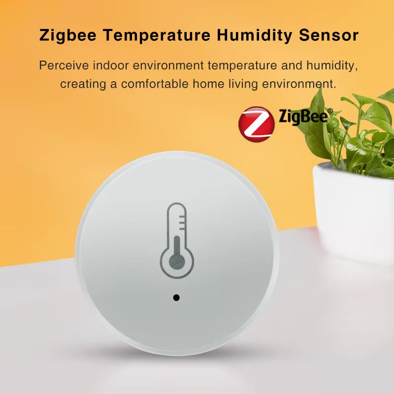 Tuya Zigbee Temperature and Humidity Sensor Voice Control Intelligent Home Hygrometer Real-Time Monitoring Voice without Battery