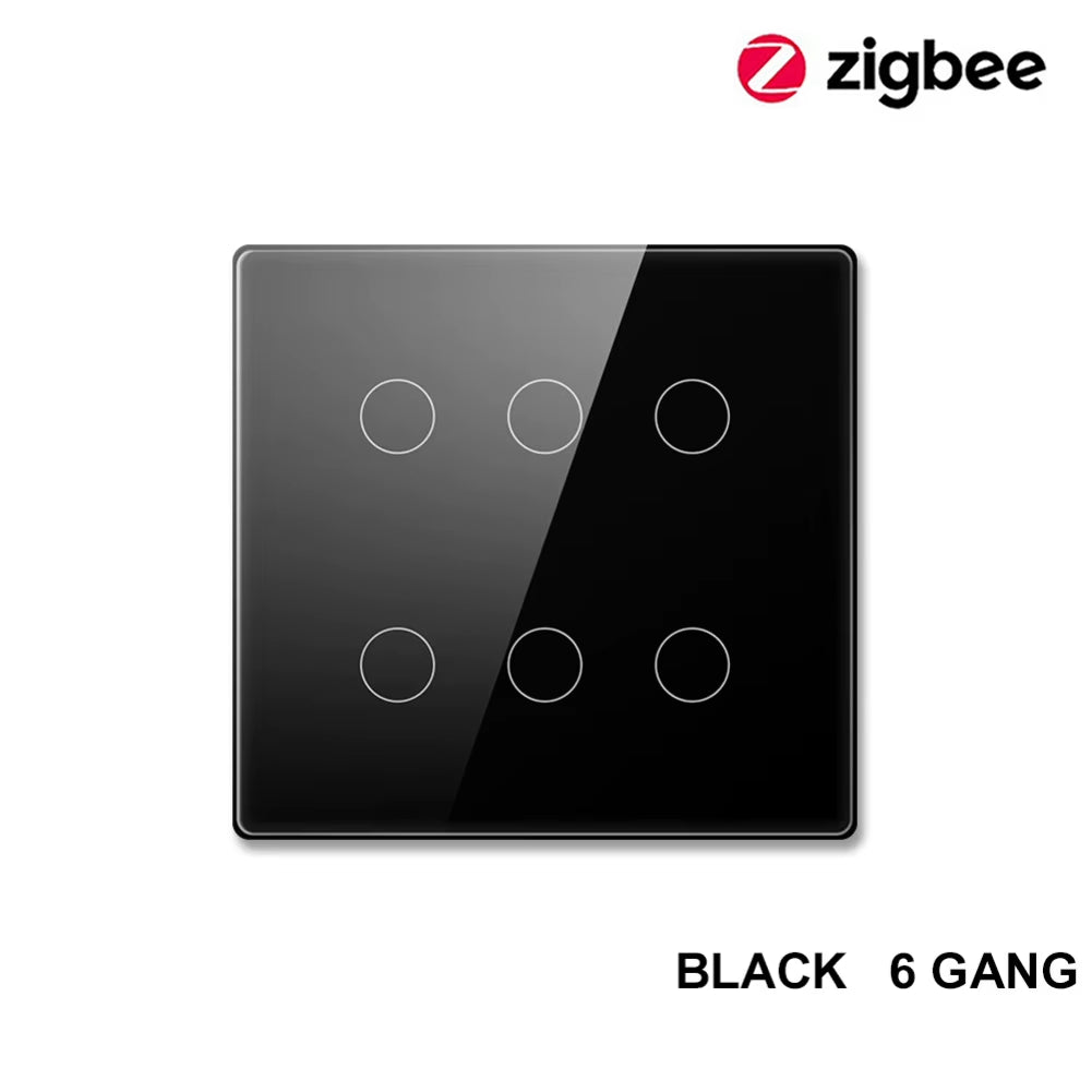 1 2 3 4 Gang Tuya Zigbee Smart Light 2-Way Control Touch Wall Switch With/No Neutral Wire Smart Life via Alexa Google Home Alice