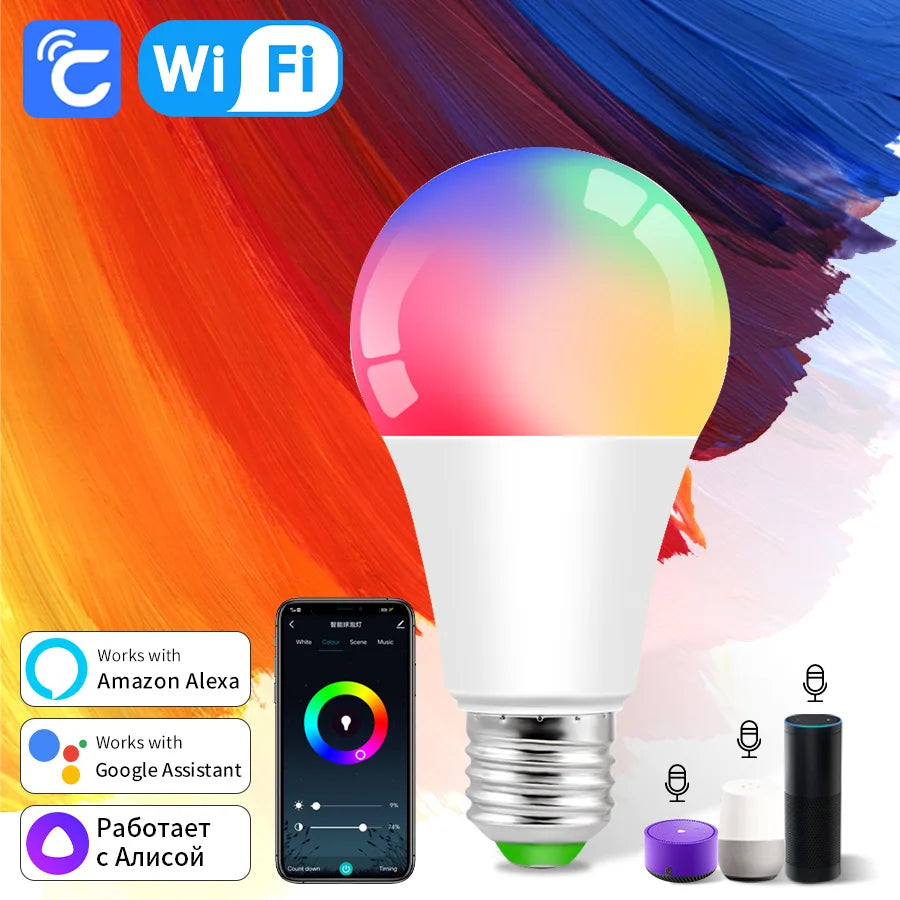 Cozylife Wifi Smart Bulb E27 Led Lights Bulbs RGB CW WW Smart Lamp Alexa Compatible with Google Home Alice Smart Home Decoration