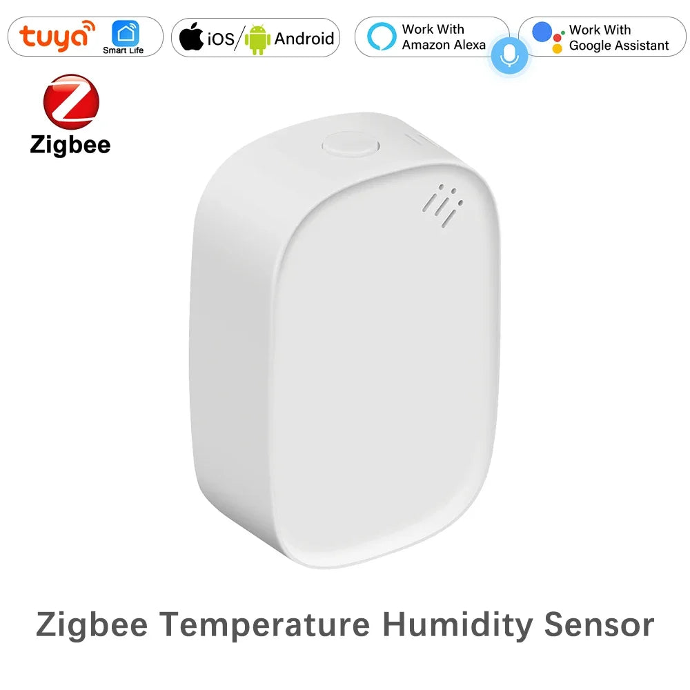 Tuya Zigbee Smart Temperature and Humidity Sensor Detector Battery Powered Zigbee Hub App Monitoring Work with Alexa Google Home