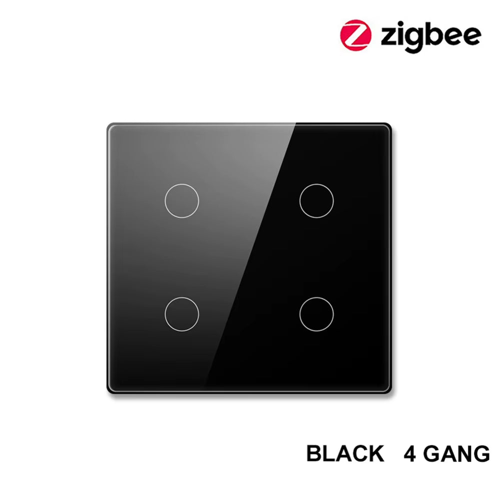 1 2 3 4 Gang Tuya Zigbee Smart Light 2-Way Control Touch Wall Switch With/No Neutral Wire Smart Life via Alexa Google Home Alice