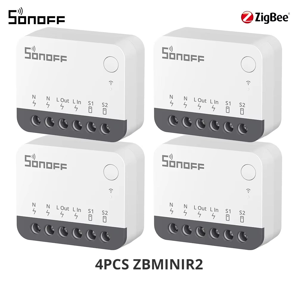 ZBMINIR2 Zigbee Smart Switch Detach Relay Mode External Switch Control Works with Ewelink Zigbee Gateway Required 1-4PCS