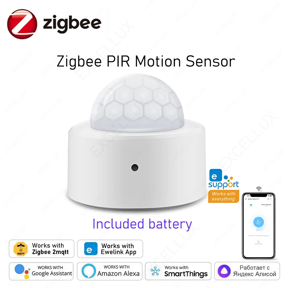 Zigbee Human PIR Motion Sensor Ewelink Body Movement Smart PIR Sensor Infrared Detector Home Security Alarm Support Zbbridge Z2M