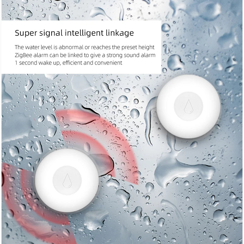 Zigbee Flood Sensor Smart Water Leak Detector Smart Life APP Linkage Alarm via Tuya Gateway Work with Alexa Google Assistant