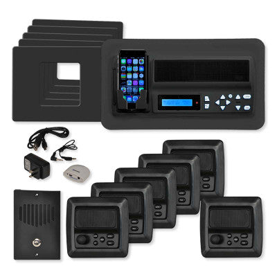 IST RETRO Music & Intercom System Package, 5 Rooms (Horizontal Frames), Black