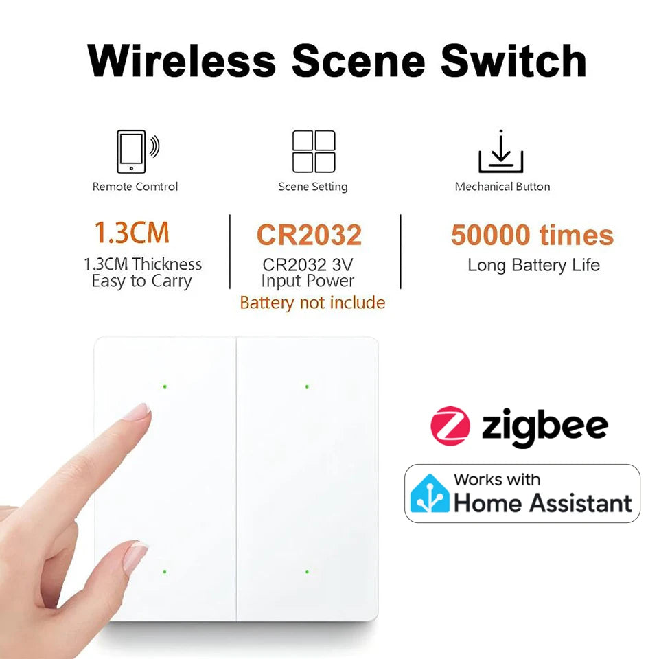 Smart Zigbee Scene Switch 4 Gang 12 Scene Switch Push Button Smart Life Controller Works with 2MQTT and Zigbee Gateway