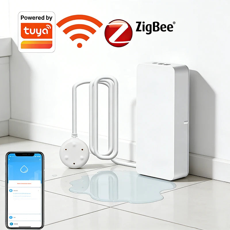 Zigbee Water Leak Sensor Detector Flood Alert Overflow Security Tuya Smart Alarm System Water Leakage Alarm Smart Life App