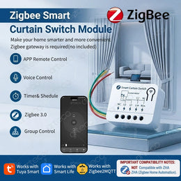 TUYA Smart Zigbee Curtain Switch Module Supports 2 Way Control Blinds Roller Shutter Motor Works with 2MQTT Alexa Google Home