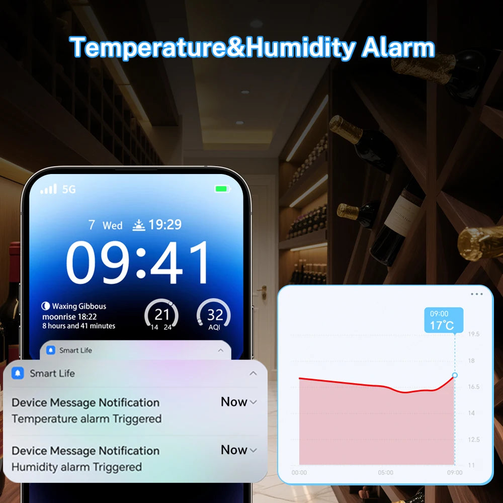 Tuya Zigbee 3.0 Temperature Humidity Sensor Thermometer, APP Remote Monitoring, Works with Smart Life Yandex Alexa ZHA