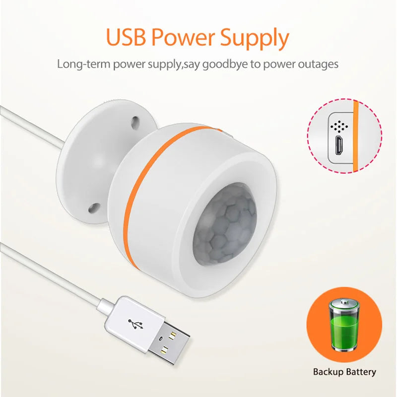 Wireless Motion Detection Alarm Graffiti Zigbee Intelligent Human Infrared PIR Sensor Anti-Dismantle USB Power Remote Control