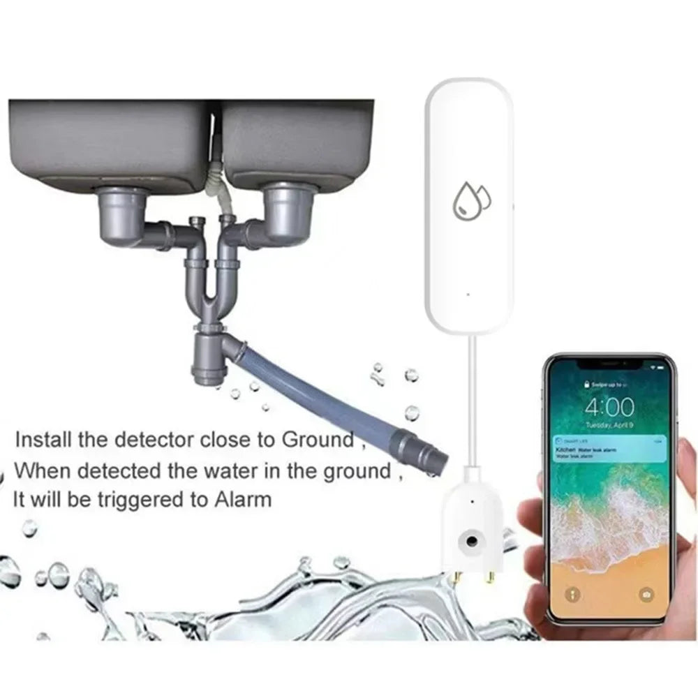 Tuya Zigbee Water Leakage Sensor Flood Leak Alarm Detector Smart Home Security Protection System Smart App Remote Control Alexa