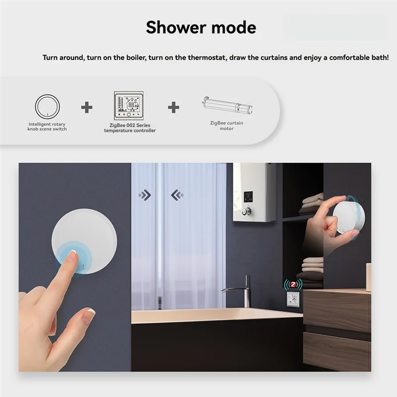 B04B-Smart Life App Compatible Zigbee Knob, Wireless Scene Button Controller Battery Powered