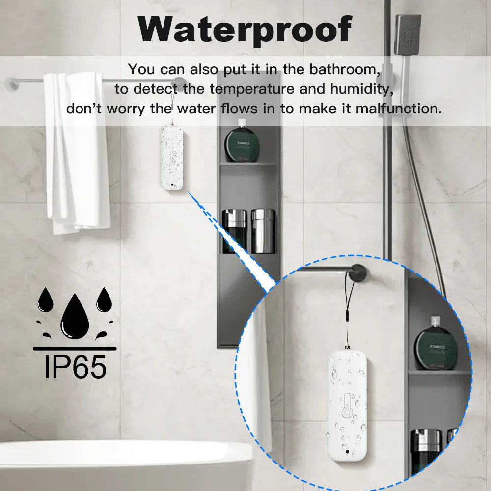 Tuya Zigbee/Wifi Outdoor Temperature Humidity Sensor Thermometer Smart Life Work Google Assistant ,IP65 Waterproof+Hanging Rope