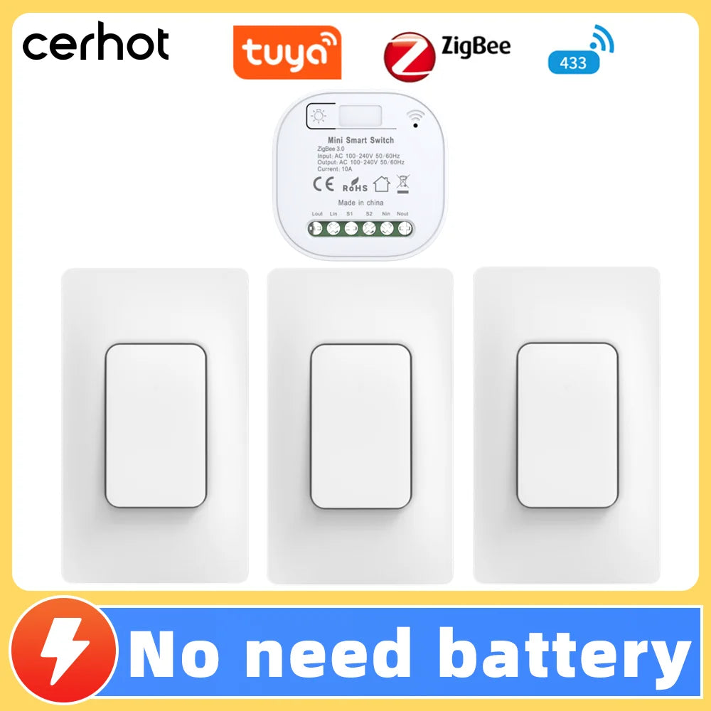 Transform Your Home with the Tuya Zigbee Self-Powered DIY Smart Switch - No Batteries, Waterproof, and Wireless Control!