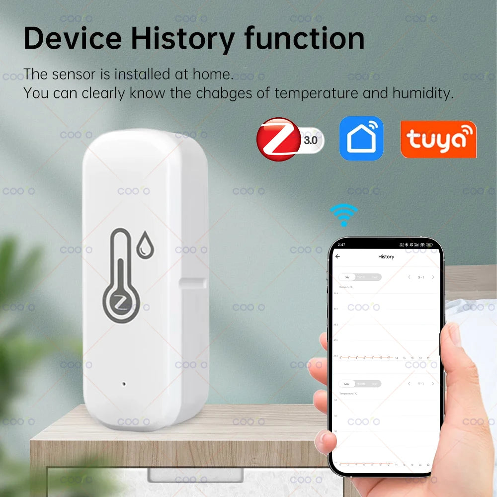 Zigbee 3.0 Temperature Humidity Sensor Smart Home Indoor Hygrometer App Remote Monitor Work with Tuya Smart Life