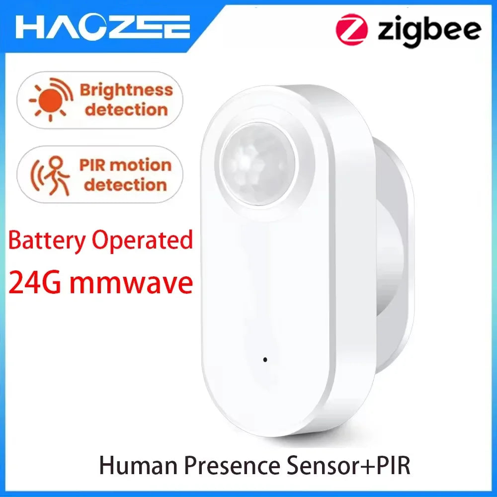 Zigbee Human Presence+ PIR Motion Detection Sensor Luminance Detector Battery Operated Support Zigbee2Mqtt Home Assistant