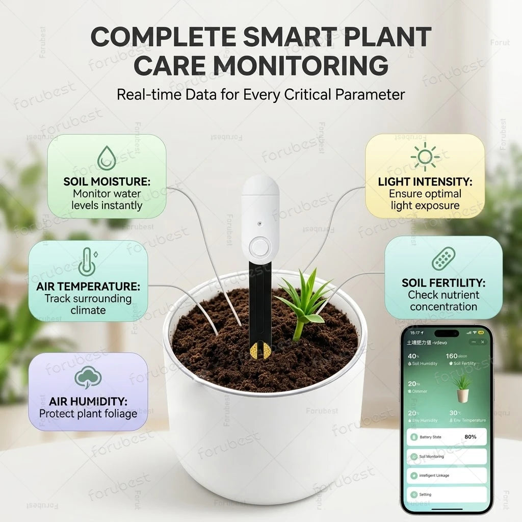 Smart Zigbee Soil Moisture Sensor Temp Humidity Light Fertility Meter Thermo Hygrometer Garden Automation Irrigation Detector