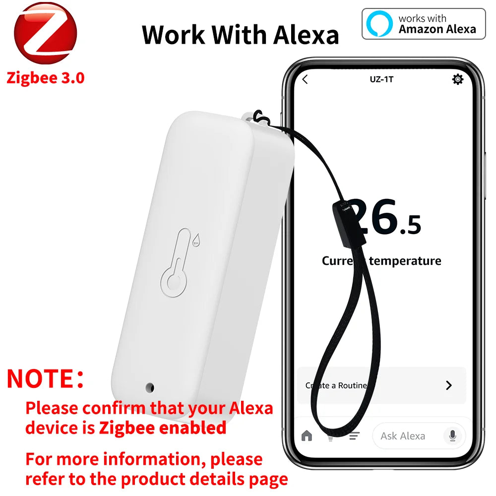 IP65 Zigbee Sensor Temperature Humidity Sensor Zigbee Hub Required Workwith HA Home Assistant Alexa Yandex ZHA Zigbee2Mqtt