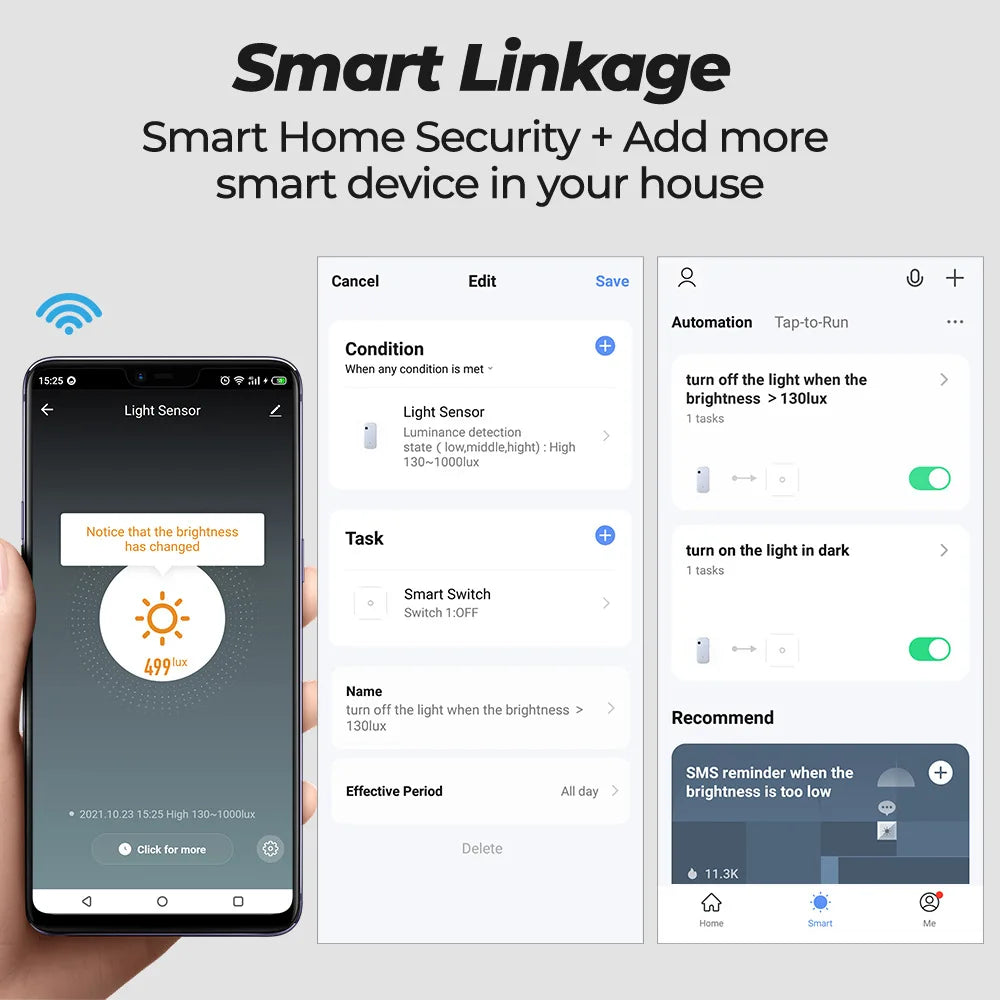 Tuya Zigbee/Wifi Light Sensor Intelligent Home Illumination Sensor Brightness Detector Automation Work with Smart Life Linkage