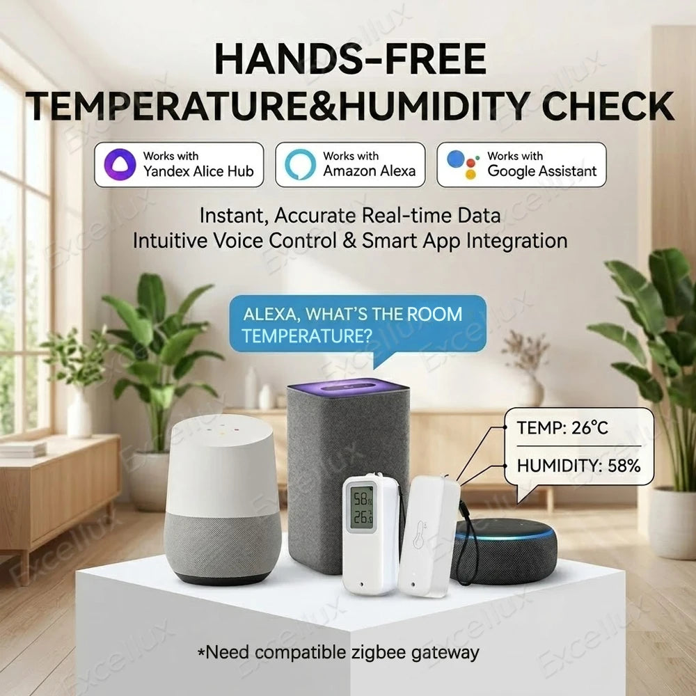 Zigbee 3.0 Temperature Humidity Sensor Thermometer Hygrometer Digital Screen IP65 Waterproof Optional Work with Alexa Yandex Z2M