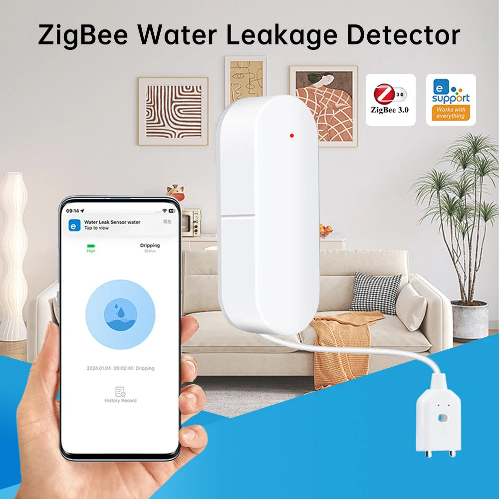 Zigbee Water Level Sensor Smart Water Leakage Alarm Detector Flood Alert Overflow Security Protection Smart Life Ewelink