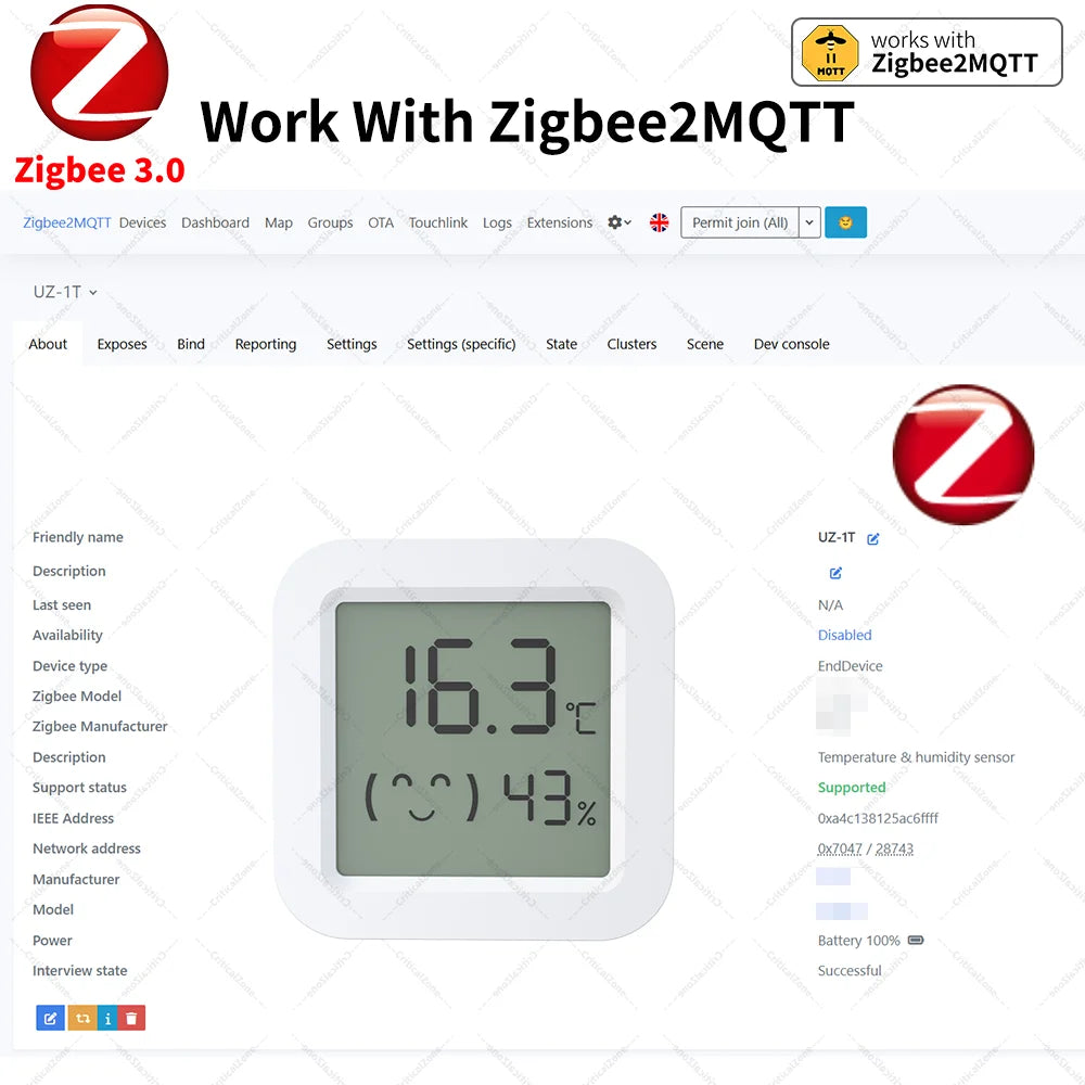 Zigbee 3.0 Temperature Humidity Sensor Zigbee 3.0 Hub Required Workwith Home Assistant ZHA Yandex Alexa Zigbee2Mqtt HA