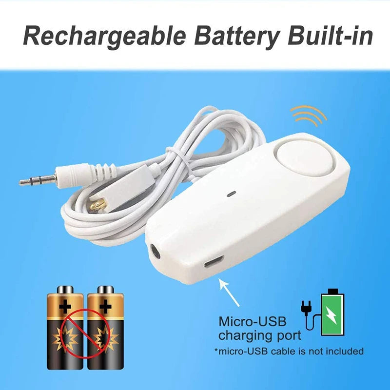 Tuya Zigbee WIFI Water Sensor 3.5Mm Jack 2M Sensor Cable Built-In Rechargeable Battery 80Db Alarm Sound App Real Time Monitoring