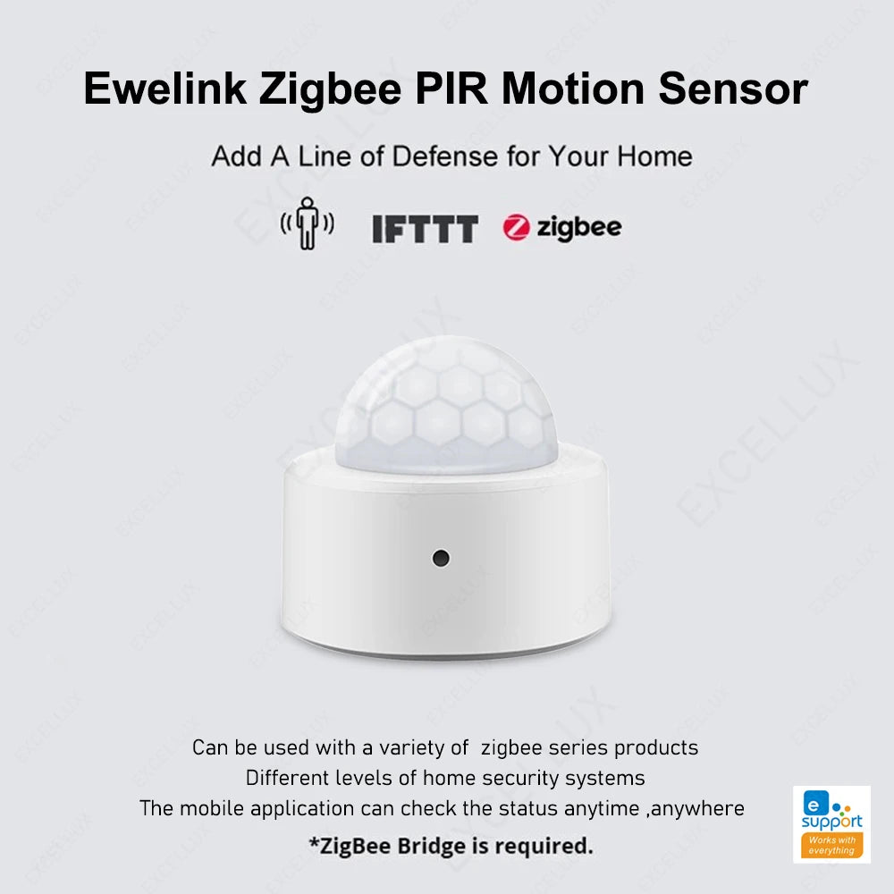 Zigbee Human PIR Motion Sensor Ewelink Body Movement Smart PIR Sensor Infrared Detector Home Security Alarm Support Zbbridge Z2M