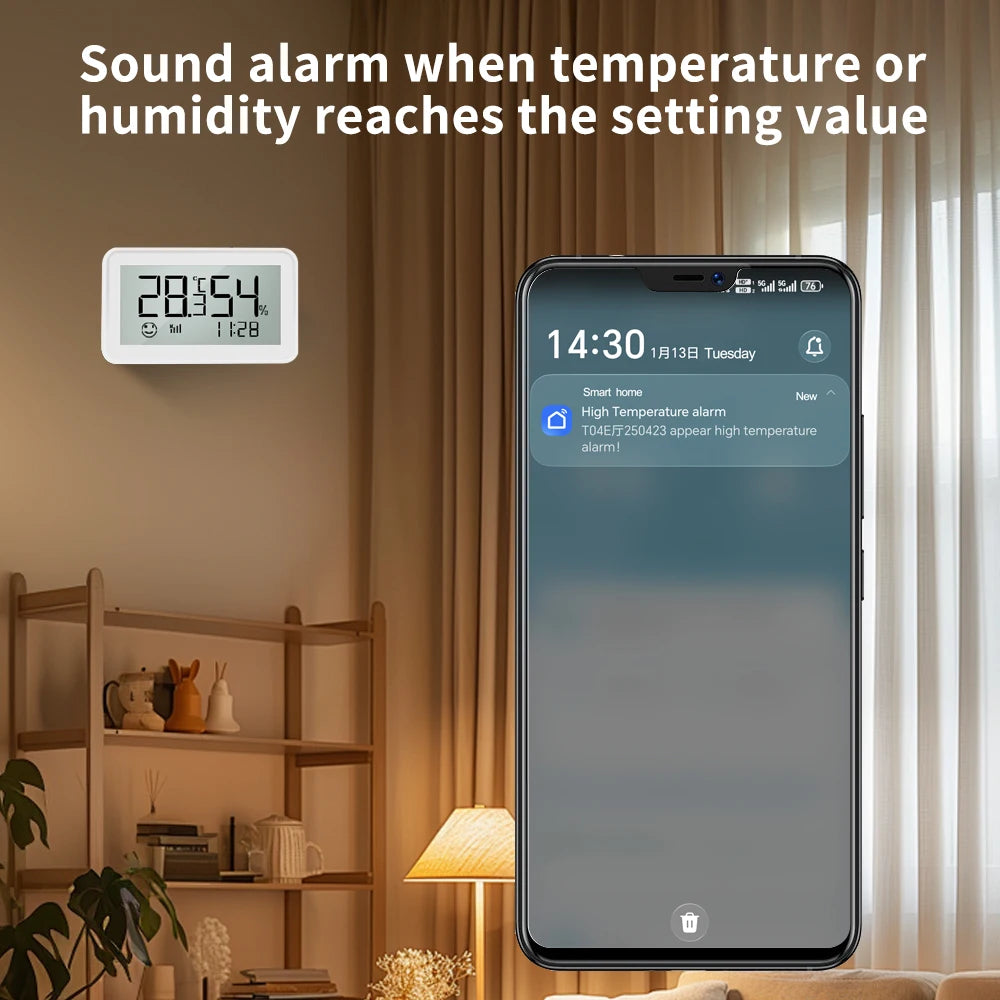 Smart Temperature Humidity Sensor Tuya Zigbee3.0 Zigbee 2 MQTT Suppor Display the Temperature Home Assistant