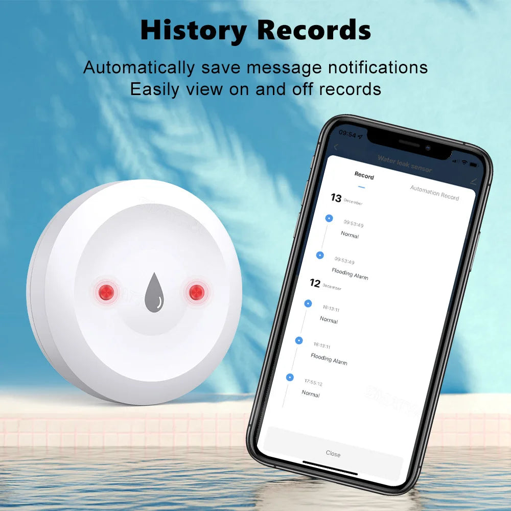 Smart Zigbee Water Sensor Flood Water Leakage Detector App Remote Monitoring Support Home Assistant Zigbee2Mqtt