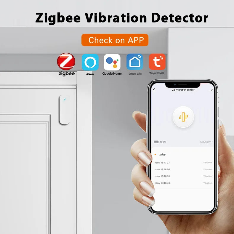 Tuya Intelligent Zigbee Vibrating Sensor - New Model Vibrating Detector - Anti-Theft Vibration Sensor