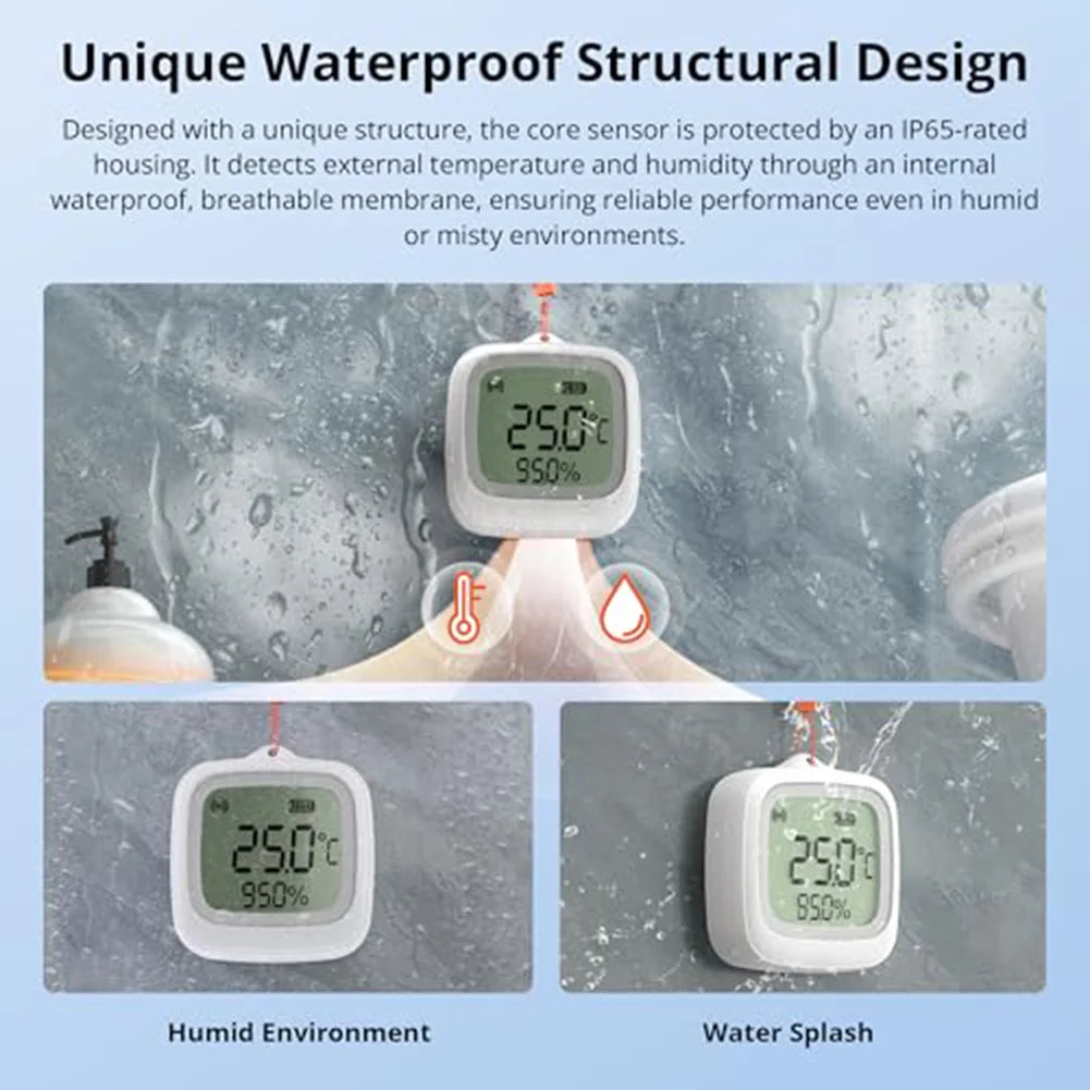 SNZB-02WD for Zigbee 3.0 for Smart Temperature Humidity Sensor IP65 Waterproof LCD Display for Greenhouse Bathroom Industrial Mo
