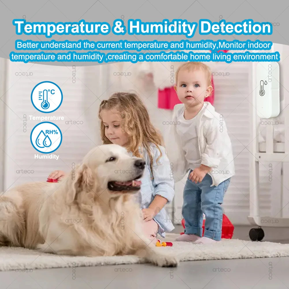 Zigbee Smart Temperature Humidity Sensor Thermometer Real-Time App Remote Mornitoring Control Smart Home Automation Need Gateway