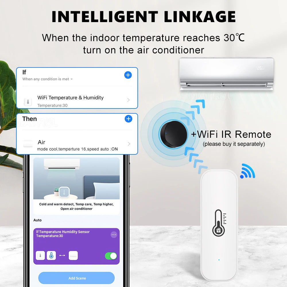 Tuya Zigbee/Wifi Temperature Humidity Sensor Home Connected Thermometer Compatible with Smart Life Alexa Google Assistant