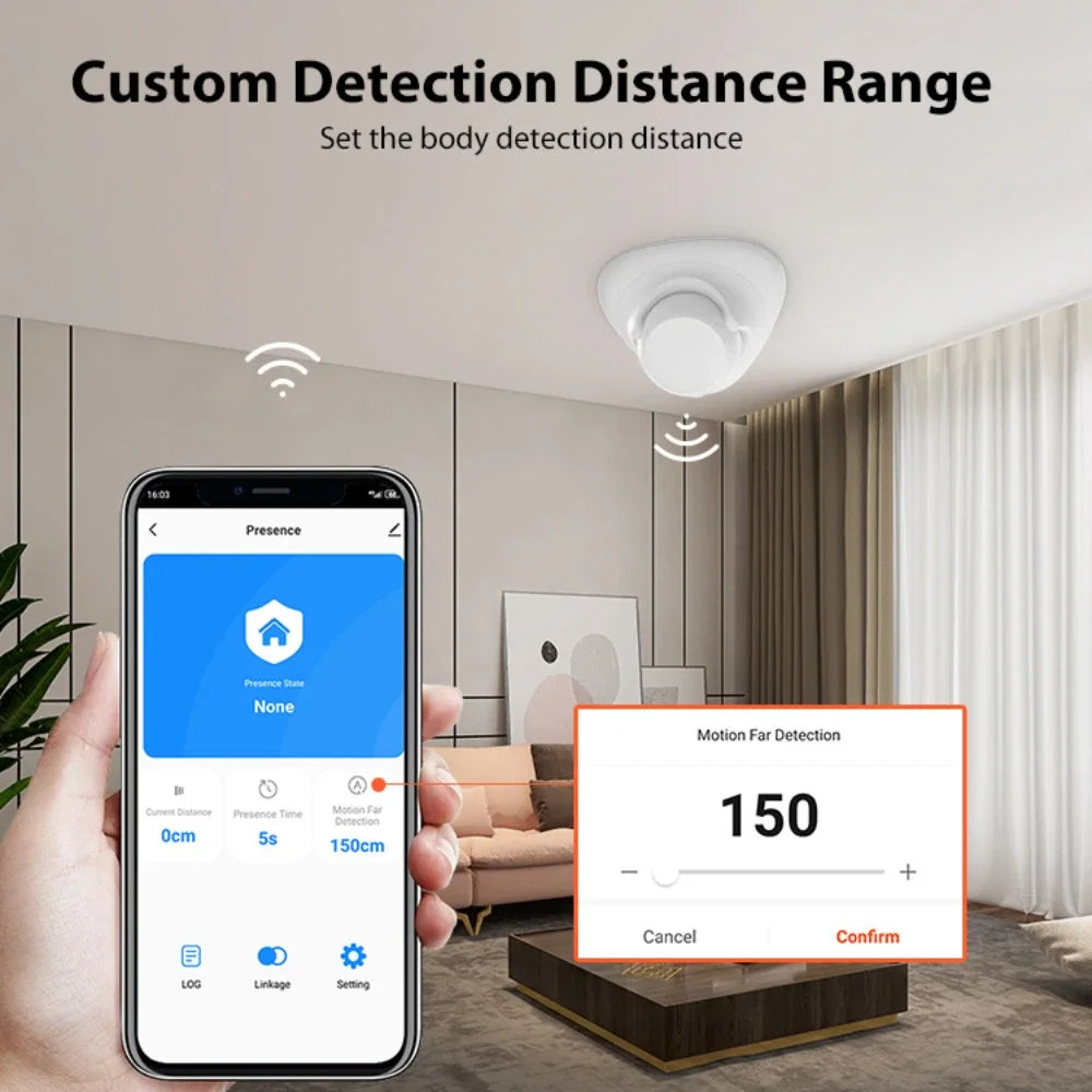 Tuya Zigbee Mmmwave Human Body PIR Sensor 24G Millimeter Wave Human Presence Detector Tuya APP Remote Control Real-Time Alarm