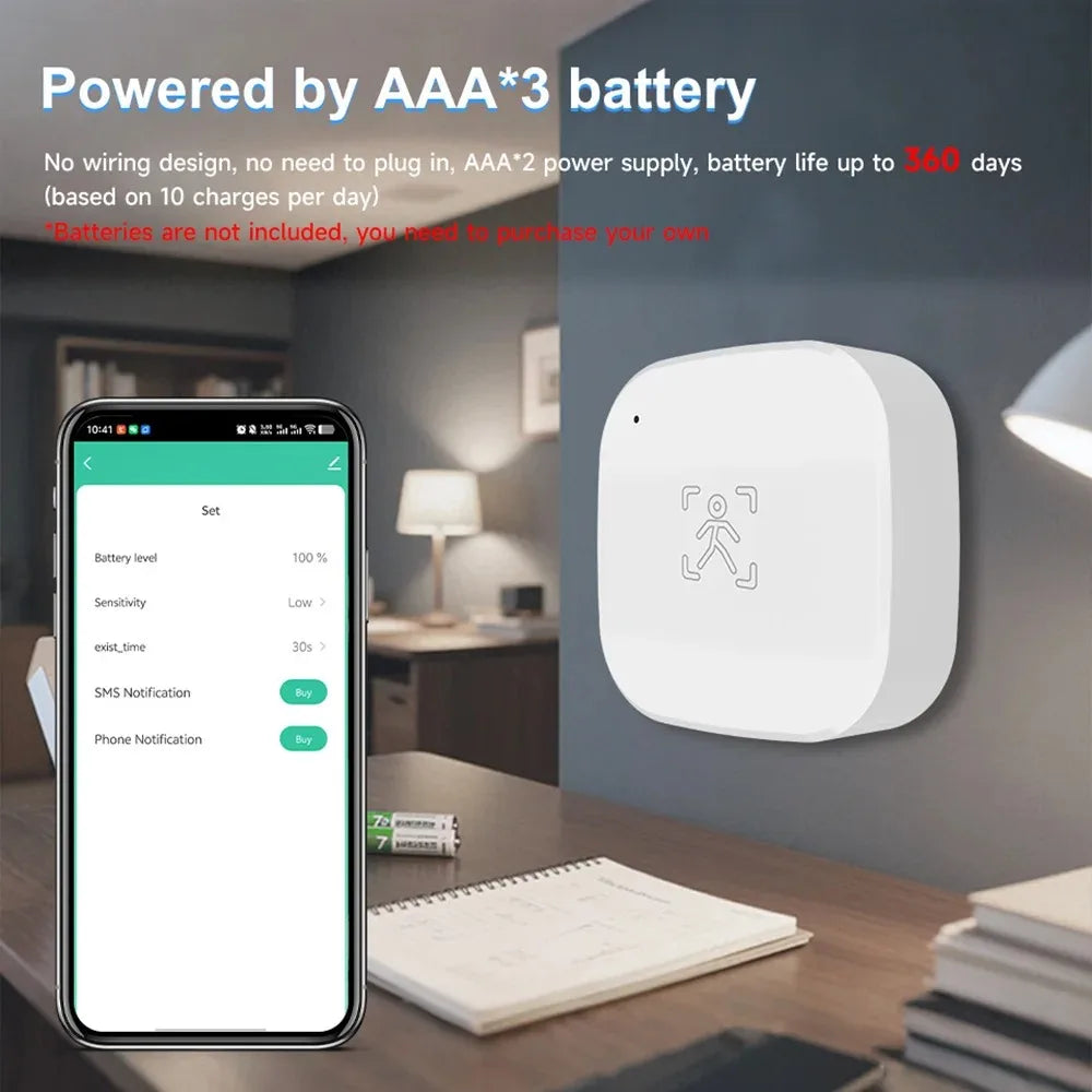 Tuya Zigbee 24G Mmwave Radar Human Presence Sensor PIR Motion Detector, Smart Life App Voice Control Alexa Google Home