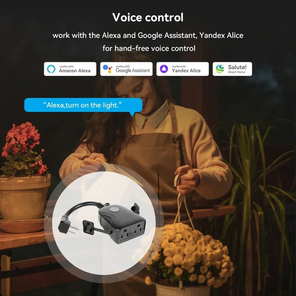 US Standard Outdoor Waterproof Wifi Smart Socket with Alex / Google Assistant / Alice / Salutel Remote Control Switch V