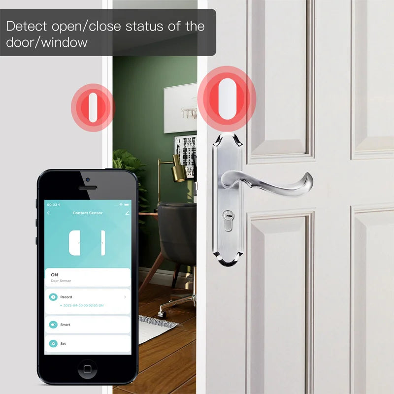 Intelligent Security Monitoring Anti-Theft Detector Graffiti Zigbee Door Magnetic Alarm Smart Home Door and Window Sensor