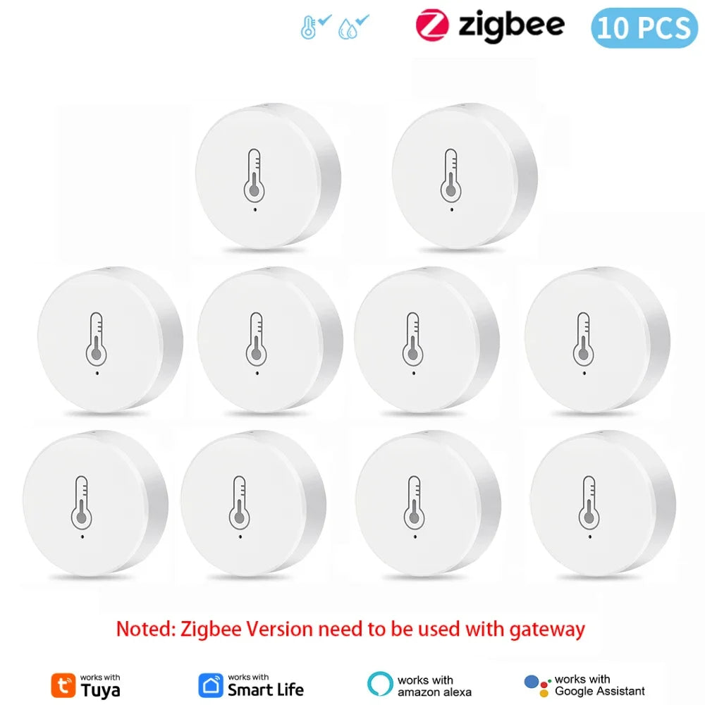 Tuya Zigbee Mini Temperature Humidity Sensor Smart Home Remote Monitor Works with Gateway Alexa Google Home Voice App Control