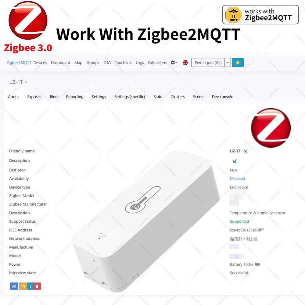 Zigbee Sensor Temperature Humidity Sensor Zigbee Hub Required Workwith HA Home Assistant Alexa Yandex ZHA Zigbee2Mqtt