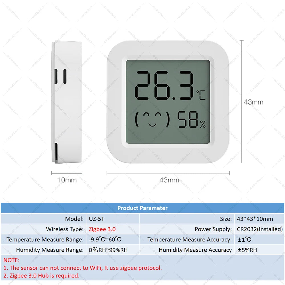 Zigbee 3.0 Temperature Humidity Sensor Zigbee 3.0 Hub Required Workwith Home Assistant ZHA Yandex Alexa Zigbee2Mqtt HA
