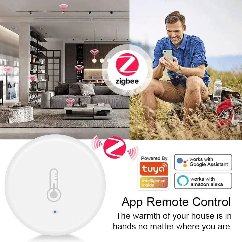 Zigbee Smart Temperature and Humidity Sensor Battery Powered Security Mini Thermometer Hygrometer with Tuya Smart Life App