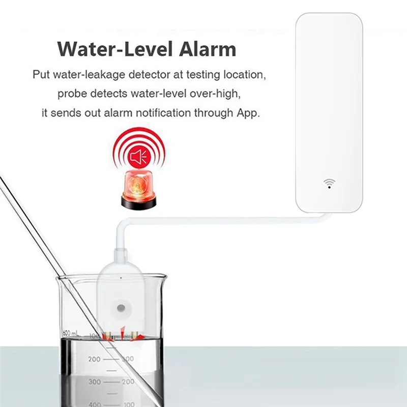 B50B-Tuya Zigbee Smart Water Leak Sensor Water Overflow Level Detector Security Alarm System Flood Leakage Sensor