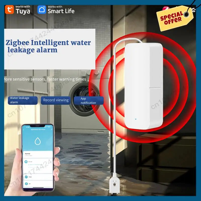 -A15I Tuya Zigbee Water Level Sensor Leakage Alarm Flood Leak Detector Alarm Security System