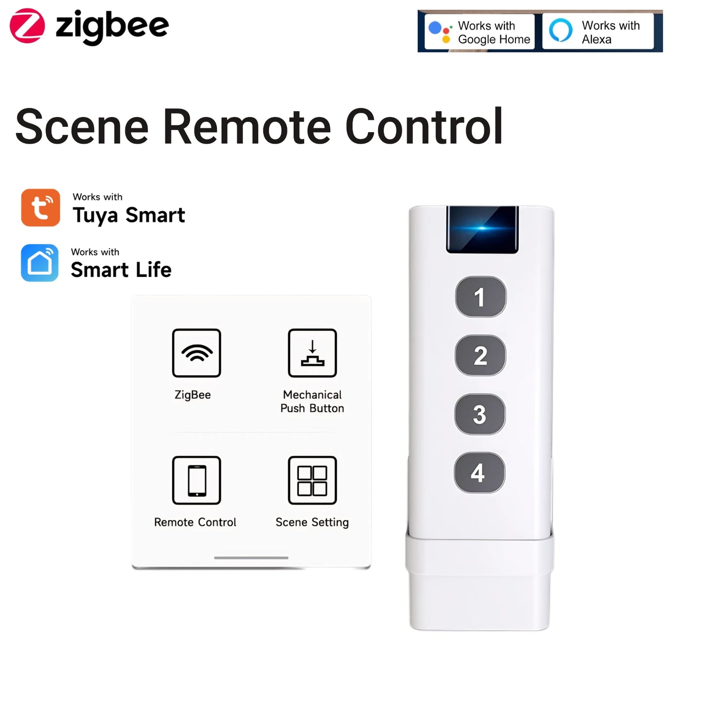 Transform Your Smart Home Experience with the Zigbee 3.0 Smart Remote Button - A Versatile 4-Mode Controller Compatible with Tuya Smart!
