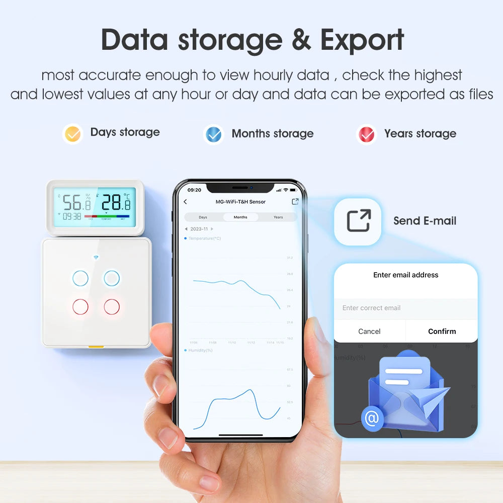Zigbee Weather Station Digital Thermometer Room Tuya Smart Hygrometer Electronic Table Clock Temperature and Humidity Sensor